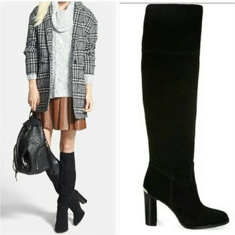 Michael Kors Regina knee tall boots black leather heeled women’s size 7M